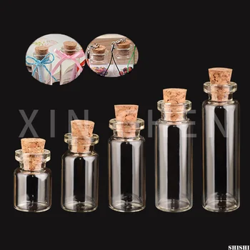 10 PCS Mini stikliniai laikymo buteliukai Tušti skaidrūs maži buteliukai Eterinio aliejaus aromaterapijos indas su kamščiais 0,5/1/1,5/2/2,5/5 ML 1