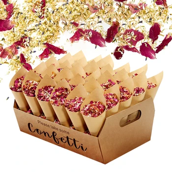 100% natūralūs vestuvių konfeti personalizuoti konfeti kūgiai džiovintų gėlių padėklas žiedlapių popieriaus kūgio laikiklis vestuvių vakarėlio dekoravimas