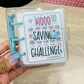 1000 taupymo iššūkio segtuvas, pinigų taupymo segtuvas, taupymo iššūkių knyga su vokais, vokų taupymo iššūkis patvarus