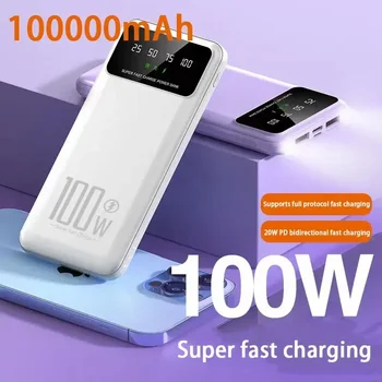 100000mAh Power Bank 100W itin greito įkrovimo nešiojamas išorinis akumuliatoriaus įkroviklis, skirtas iPhone 14 13 Samsung Huawei Xiaomi Poverbank
