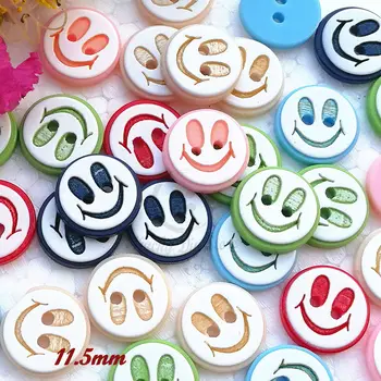 100vnt 11.5mm(18L) Mišrios spalvos šypsenos mygtukai kūdikių siuvimui Dervos marškinių sagos amatų 