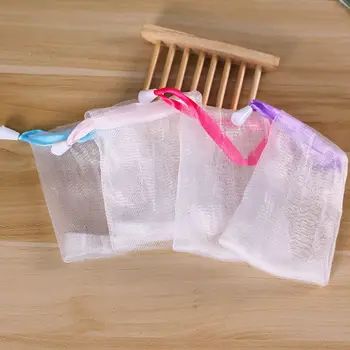 10vnt/Komplektas Nailono vonios sutraukiamas krepšys Subtilus putų burbulų muilo saugojimo maišelis Putojantis tinklinis maišelis Veido valymo įrankis Grynasis muilo maišelis 3