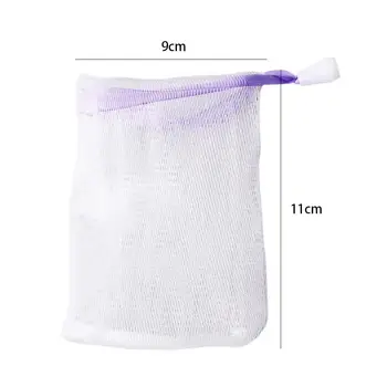 10vnt/Komplektas Nailono vonios sutraukiamas krepšys Subtilus putų burbulų muilo saugojimo maišelis Putojantis tinklinis maišelis Veido valymo įrankis Grynasis muilo maišelis 5