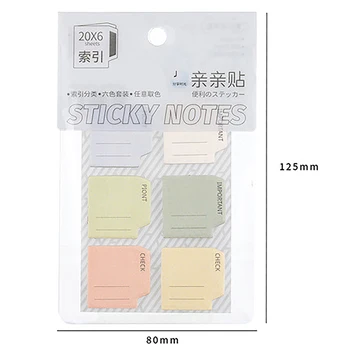 120Sheets/Set Six Color Suit Sticky Index Note Post Lipduko žymelė darbų sąrašui mokyklos kūrybinių kanceliarinių prekių biuro pranešimo pastaba 5