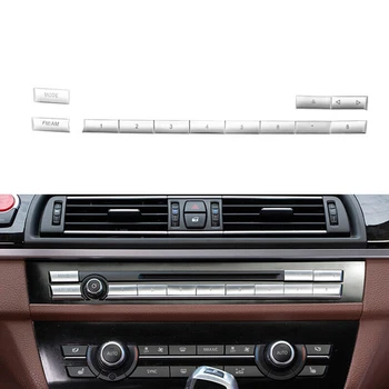 12vnt Automobilio centrinės konsolės apdaila BMW 5 6 7 serijos F10 F11 GT F07 F06 F12 F13 Chrome Center CD REŽIMAS FM/AM mygtuko apipavidalinimo dangtelis