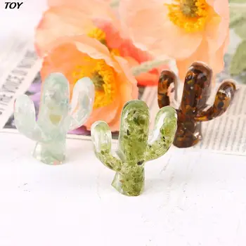 1PC Krištolinis kaktusas Ornamentas Gyvūnų amatai Mažos figūrėlės Mikro kraštovaizdžio dekoravimas Lėlių namelis Miniatiūrinis žaislas 1