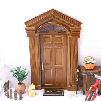 1vnt Lėlių namelis Miniatiūrinis Europos retro vilos durų modeliavimas Durų baldų modelis Dekoras Žaislinių lėlių namų aksesuarai 2