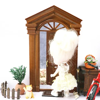1vnt Lėlių namelis Miniatiūrinis Europos retro vilos durų modeliavimas Durų baldų modelis Dekoras Žaislinių lėlių namų aksesuarai 4