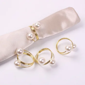 24 vnt perlų servetėlių žiedų servetėlių laikikliai stalo dekoro aksesuarai vakarėliui Vestuvių virtuvė Viešbučio valgomasis