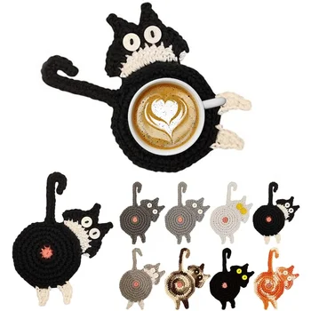 2vnt Akrilinis katės užpakaliukas Padėkliukas Kavos puodelis Izoliuotas kilimėlis Karščiui atsparus valgomasis Padėkliukas Placemat dubuo Stiklinis padas Namų dekoravimas