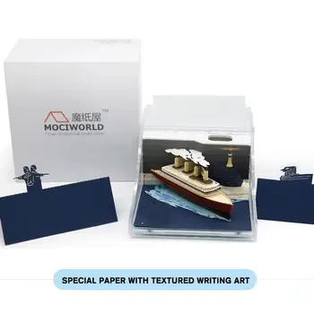 3D užrašų knygelė Kruizinio laivo modelis Kūrybinis popieriaus drožyba Rankdarbiai Omoshiroi blokinės atmintinės bloknotai Namų stalo dekoras 2024 Naujųjų metų dovanos