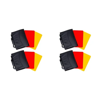 4 Pack futbolo teisėjų kortelių rinkiniai,įspėjamosios teisėjo raudonos ir geltonos kortelės su piniginės rezultatų lapais,pieštukų futbolo priedai