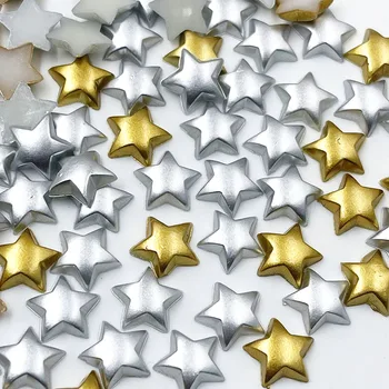 50vnt / partija 12 mm aukso sidabro perlų karoliukai žvaigždės forma plokščia nugara 