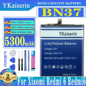5300mAh telefono baterija BN37 BN 37, skirta Xiaomi Redmi 6 6a Aukštos kokybės pakaitinės Bateria įkraunamos baterijos Mobilusis telefonas