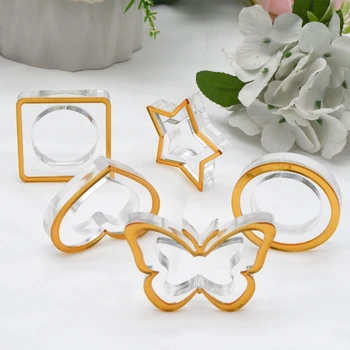 5vnt Skaidrus drugelio širdies servetėlių žiedai Paprastas servetėlių laikiklis Vestuvių vakarėlio stalo dekoravimas vestuvių gimtadienio pokyliui