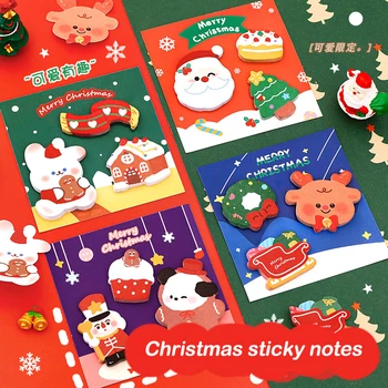 60Sheets Animacinis filmas Kalėdiniai lipnūs lapeliai Mielos formos atmintinės bloknotas Kalėdų dovanų dekoravimas Lipnios žymės Mokykliniai reikmenys