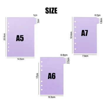 6Pcs A5/A6/A7 Juoda rožinė violetinė segtuvo kišenė Segtuvo aplankai nešiojamojo kompiuterio skirstytuvo puslapiui Neperšlampamas PVC lapų dokumentų pateikimo krepšys 5