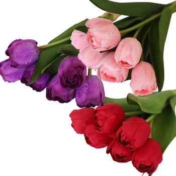 6vnt./Kekės Dirbtinės netikros tulpės Nuostabiai tikroviškos Dirbtinės tulpės Gėlės 