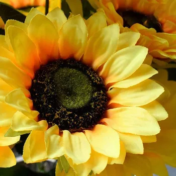 7 Galvos Šilkas Dirbtinės saulėgrąžos Netikra gėlių puokštė =-=-=Vestuvių namų dekoravimas 