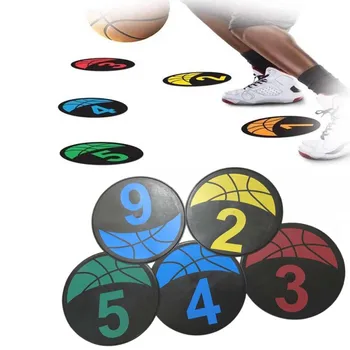 9 colių krepšinio taško žymeklis,spalvingi neslystantys guminiai sporto treniruočių žymekliai,apvalūs plokšti skaičių taškai, treniruočių žymeklio laukas
