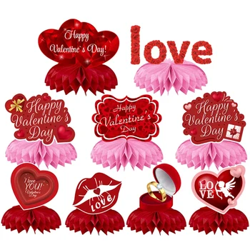 9 PCS Valentino dienos vakarėlio dekoracijų rinkinys Valentino dienos korio puošmenos Šventiniai reikmenys (raudona)