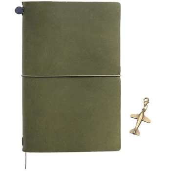 A5 Olive Green Retro Cowhide Manual Account Book European Retro Notebook Diary Notepad Office Supplies 0