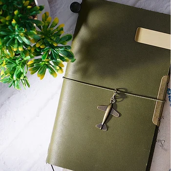 A5 Olive Green Retro Cowhide Manual Account Book European Retro Notebook Diary Notepad Office Supplies 3