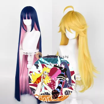 Anime kelnaitės ir kojinės su keliaraiščiu kelnaitėmis, Cosplay perukas ilgi geltoni plaukai Helovinui Karnavalo vakarėlio apranga Žaidimo rekvizitai