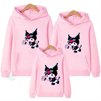 Animuoti spausdinti šeimos drabužiai Pink Kulomi 2024 Winter Spring Family megztukas Top Sweatshirt Hip Hop laisvalaikio džemperis