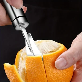 Apelsinų žievelės įrankis su lenkta rankena Apelsinų žievelė, Nerūdijančio plieno apelsinų žievelė, paprastas citrinų žievelė, kūrybinis pjaustytuvas
