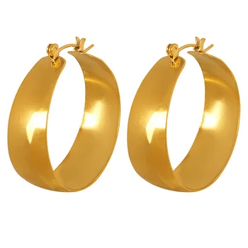 Aukso spalvos U formos apskritas žiedas Blizgūs auskarai Spindesys Nerūdijančio plieno aukščiausios klasės auskarai Moteriški papuošalai 4