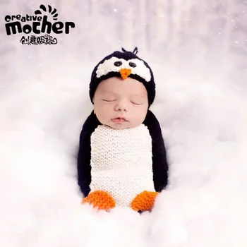 Baby Foto modeliavimas Miegmaišio fotografija Pingvinų modeliavimo drabužiai Naujagimis