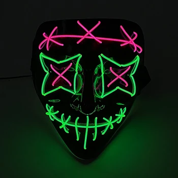 Baisi kaukolė Siaubas Anonimas Helovino karnavalas Cosplay šokių vakarėlis Švytinčios dekoracijos reikmenys Įžiebkite EL kaukę