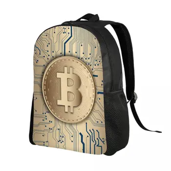 Bitcoin CPU Circuit Board Backpack School College Student Bookbag Talpins 15 colių nešiojamojo kompiuterio kriptovaliutos blokų grandinės geek krepšiai 1