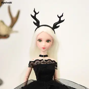 Black Deer Headband Lėlių aksesuarai Tiara Barbės lėlėms Plastikiniai galvos apdangalai Plaukų drabužiai Plaukų aksesuarai 1/6 lėlių žaislams