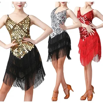 Blizgučių puokštės suknelė su petnešomis Lotynų šokių konkurso spektaklio kostiumas Scena