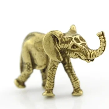 Bronzinė mini dramblio lėlė Namų dekoravimas Biuro arbata Menas Bronzos drožybos rankena Naminių gyvūnėlių darbastalio gyvūnų dekoravimas