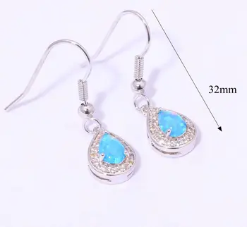 CiNily Created White Rainbow Blue Fire Opal Cubic Zirconia Silver Plated Wholesale Women Jewelry Drop auskarai 1 1/4