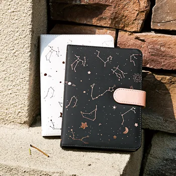 Constellation Cover Agenda Planner Notebook Undated Starry Sky A6 Soft PU Leather Small Diary Full Year Undated Daily&Monthly