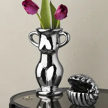 Creative Light Prabangus galvanizuotas keramikos rinkinys Šiaurietiško stiliaus namų dekoras Gėlių vaza Svetainės dekoracijos Biuro aksesuarai