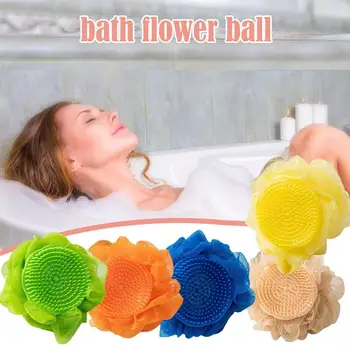 Daugiafunkcinis dušo kamuolys su masažiniu šepetėliu Šveitiklis Kempinė Vonia Gėlių šveičiamasis šepetys Kamuolys Dušas Kūnas Puff Įrankiai Aš