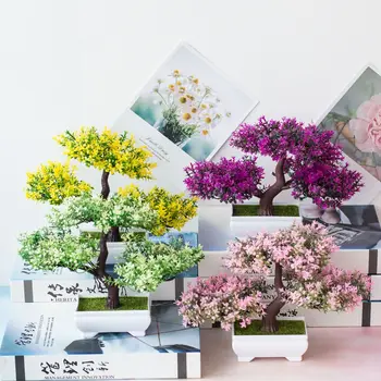 Dirbtiniai augalai Bonsai Mažas medžių vazonas Netikras augalas Gėlės Vazoniniai papuošalai namų kambariui Stalo dekoravimas Viešbučio sodo dekoravimas