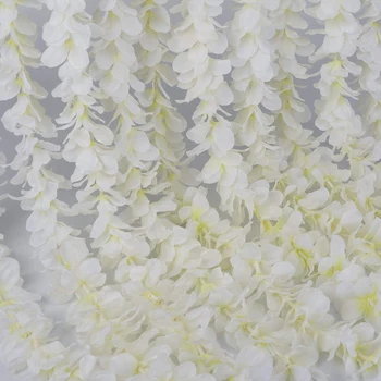 Dirbtinis šilkas Wisteria Vynmedis Kabančios gėlės Girlianda Namai Lauko vestuvės Arka Sodo sienų dekoras,10 pakuotė (balta) 3