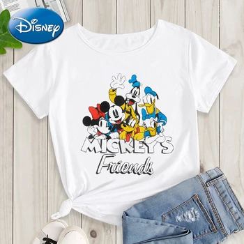 Disney Mickey Mouse Moteriški marškinėliai mergaitėms Minnie Tees Anime Cosplay Donald Duck Tshirts Ropa De Mujer Harajuku marškinėliai Femme