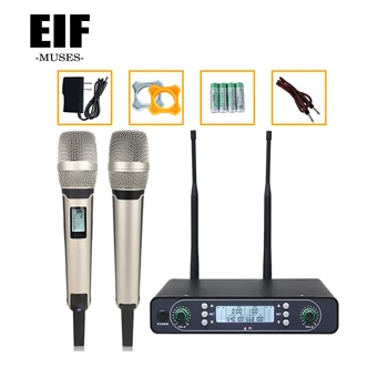 EIF-012 Factory didmeninė prekyba dviejų kanalų belaidžiu mikrofonu UHF dainuojantis belaidis mikrofonas karaokei