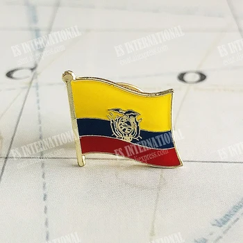 Ekvadoro nacionalinės vėliavos krištolo epoksidinio metalo emalio ženkliuko sagės kolekcija Suvenyrinės dovanos Atvartų smeigtukai Priedai Dydis1.6*1.9cm