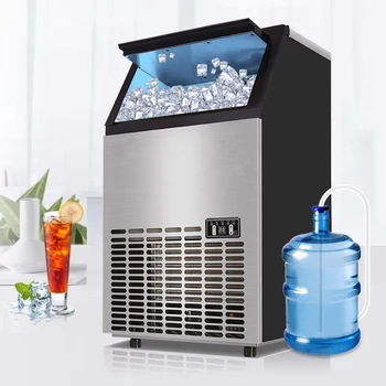 Elektrinis ledo kubo aparatas kvadrato formos ledo virimo aparatas automatinis nešiojamas blokinis ledo gaminimo aparatas baro kavinei 200W