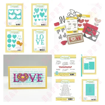 Essential Sentiments Stamps and Metal Cutting Dies for DIY Folk Love Craft Making Welcome Card Scrapbooking Decoration Heart