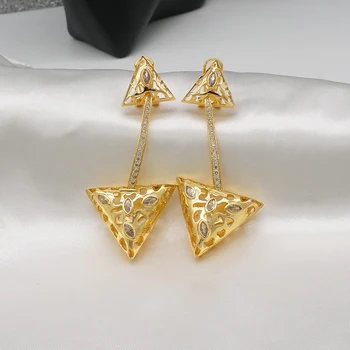 Fashion Jewelry Gold Luxury Large Triangle Drop Dangle Wedding Party auskaras moteriškiems aksesuarams