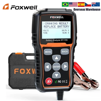 FOXWELL BT705 12v automobilio akumuliatoriaus testeris 24v sunkiųjų sunkvežimių alkūninio įkrovimo sistemos testas Profesionalus akumuliatoriaus apkrovos analizatorius